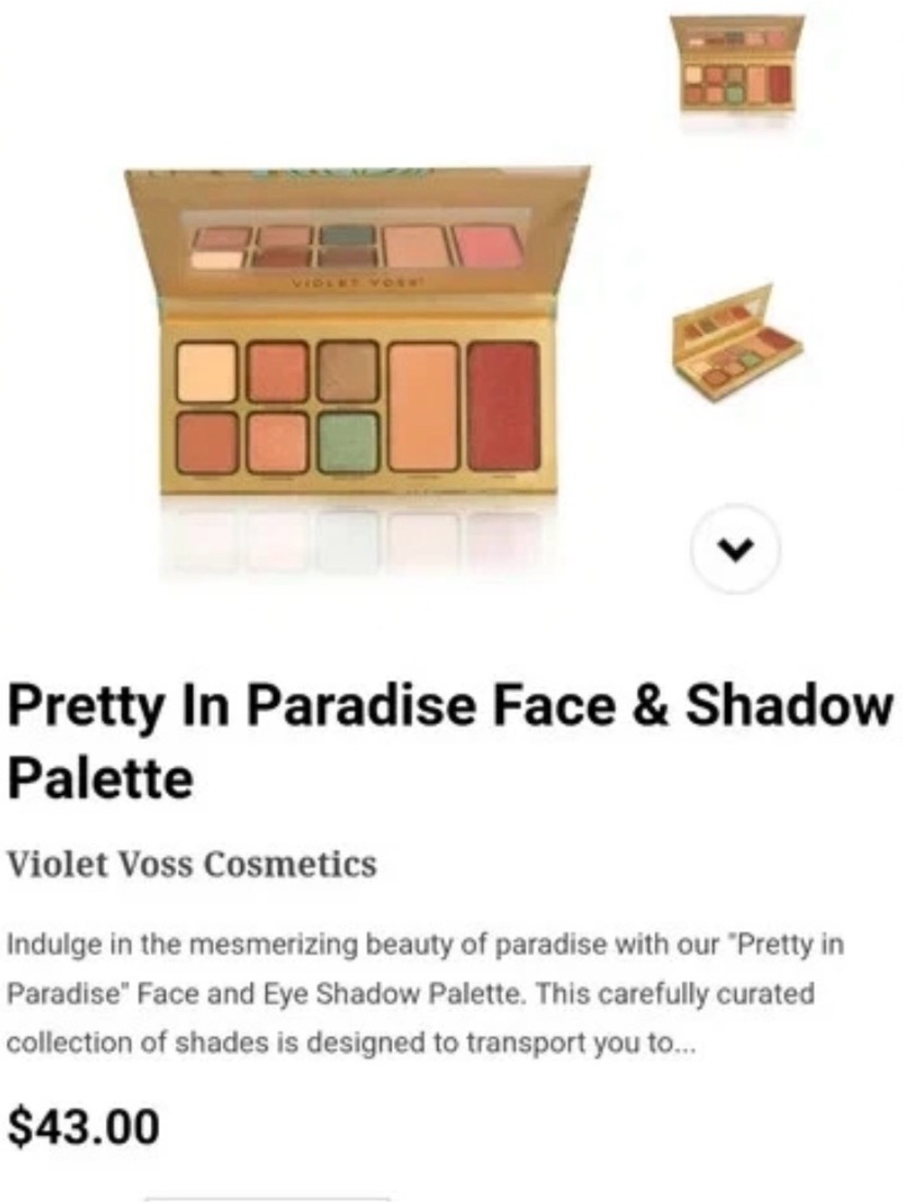 Violet Voss Warm Peach, Coral & Green Eyeshadow Palette